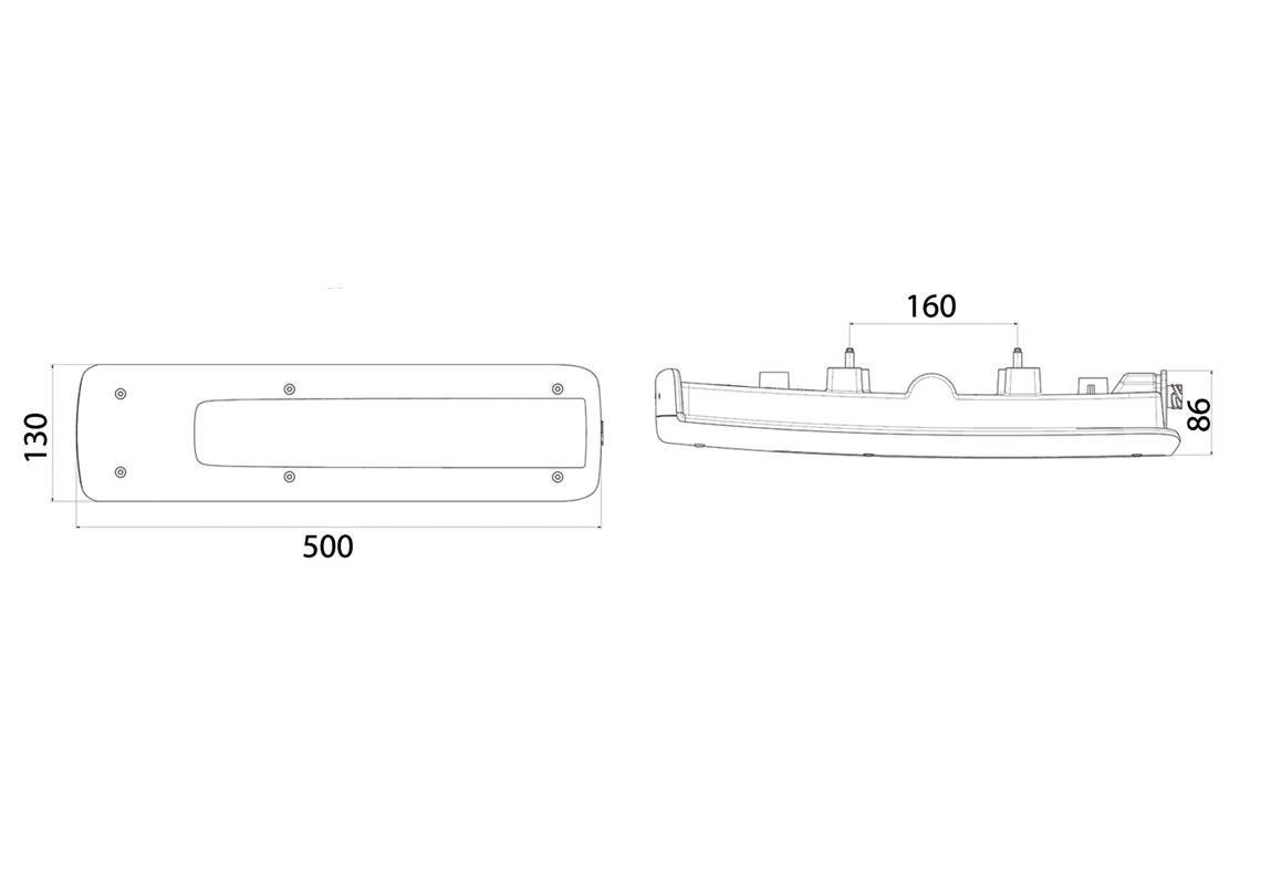 Feu arrière LED Gauche, connecteur AMP 1.5 - 7 voies Latéral